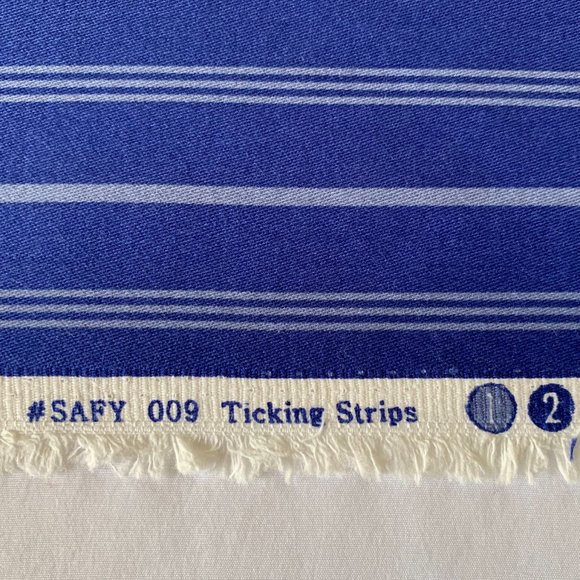 3.8 Yards Free Spirit Vicki Payne Blue Awning Cabana Pin Ticking Stripe Fabric - Picture 4 of 5